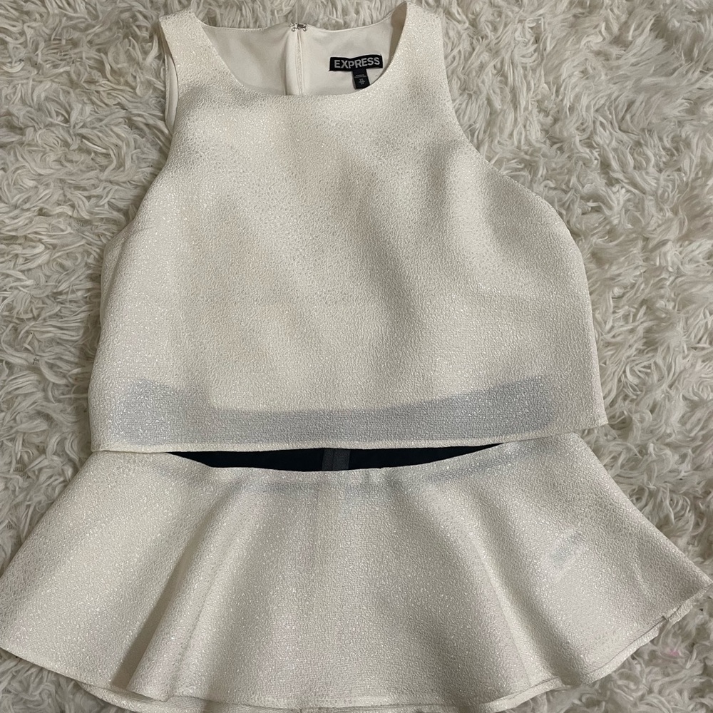 Express Ivory Sleeveless Peplum Blouse